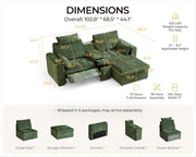 102.8 Inch White Power Recliner Sofa With Headrest And USB Charging Storage Ottoman