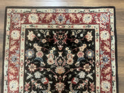 Black Sino Persian Rug 3x5, Wool with Silk Highlights, Floral, Fine 170 KPSI