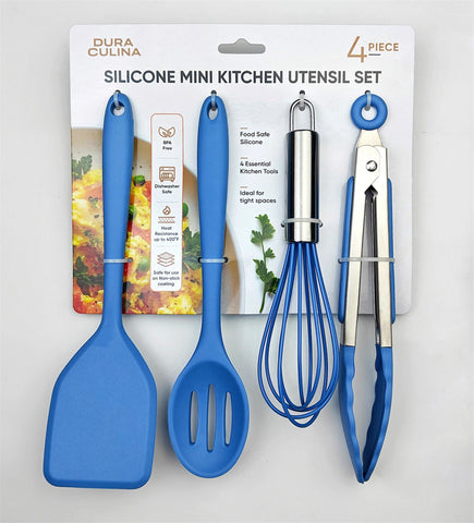 4-Piece Blue Mini Silicone Tool Set – Versatile, Non-Stick, and Stylish