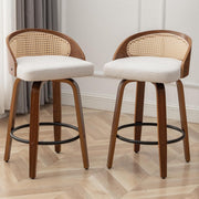 25" Beige Rattan Swivel Counter Stools (Set)