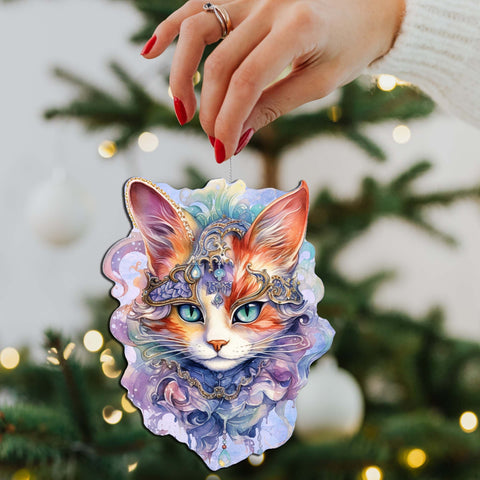 Beautiful Cats Decorative Eco Wood Ornaments Set of 3 by G. Debrekht - Christmas Decor - 8091033-S3
