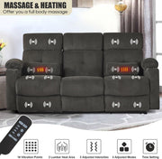 80 Inch Massage Recliner Sofa With Remote And USB Ports