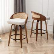 25" Beige Rattan Swivel Counter Stools (Set)