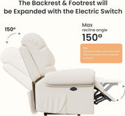 2024 New Power Recliner Chair for Adults, Adjustable Electric Recliner Power Recliner, USB Port, Ultra-Comfy Teddy Fleece Recliner for Living Room, Tool-Less Assembly Single Sofa, Beige White
