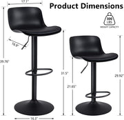 Adjustable Black Bar Stools Set of Two Modern