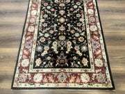 Black Sino Persian Rug 3x5, Wool with Silk Highlights, Floral, Fine 170 KPSI