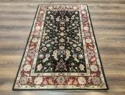 Black Sino Persian Rug 3x5, Wool with Silk Highlights, Floral, Fine 170 KPSI