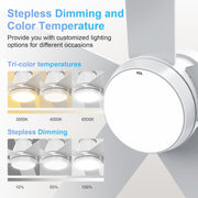 52 Inch White Ceiling Fan With Dimmable LED Lights