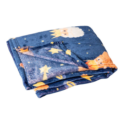 Soft synthetic flannelette Christmas blanket 125x150 cm with festive design and warm touch