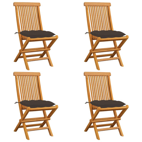 vidaXL Patio Chairs Outdoor Bistro Folding Chair with Cushions Solid Wood Teak