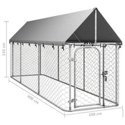 vidaXL Outdoor Dog Kennel Dog Pen Pet Crate Kennel Playpen House with Roof