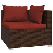 vidaXL Patio Furniture Set 4 Piece with Cushions Poly Rattan Brown