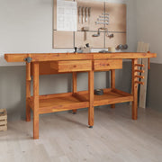 vidaXL Workbench with Drawers and Vices 75.6"x24.4"x32.7" Solid Wood Acacia