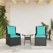 vidaXL Reclining Patio Chairs 2 pcs Black Poly Rattan