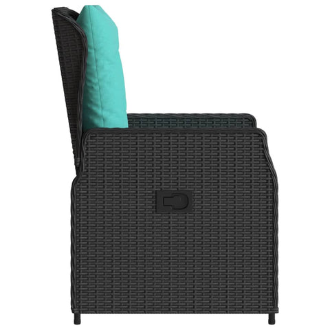 vidaXL Reclining Patio Chairs 2 pcs Black Poly Rattan