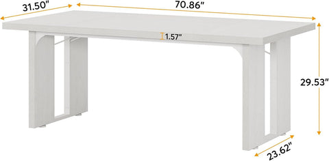 71 Inch Rustic Farmhouse Dining Table For 6 To 8 People