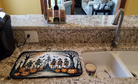 Mariachi Skeleton Band Spooky Halloween Dish Drying Mat