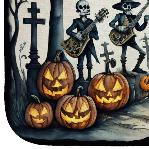 Mariachi Skeleton Band Spooky Halloween Dish Drying Mat