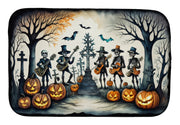 Mariachi Skeleton Band Spooky Halloween Dish Drying Mat