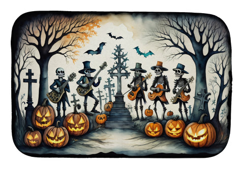 Mariachi Skeleton Band Spooky Halloween Dish Drying Mat