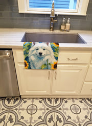 American Eskimo in Sunflowers Kitchen Towel