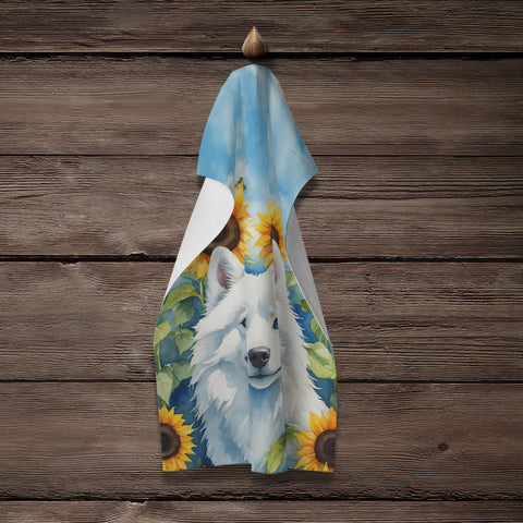 American Eskimo in Sunflowers Kitchen Towel