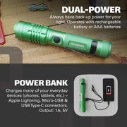 1200 Lumen Tactical LED Rechargeable Flashlight with Power Bank & Dual Power