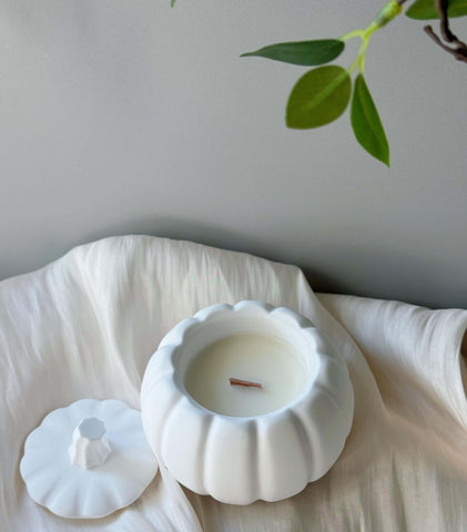 Handcrafted Jesmonite Pumpkin Candle – Art Meets Aroma