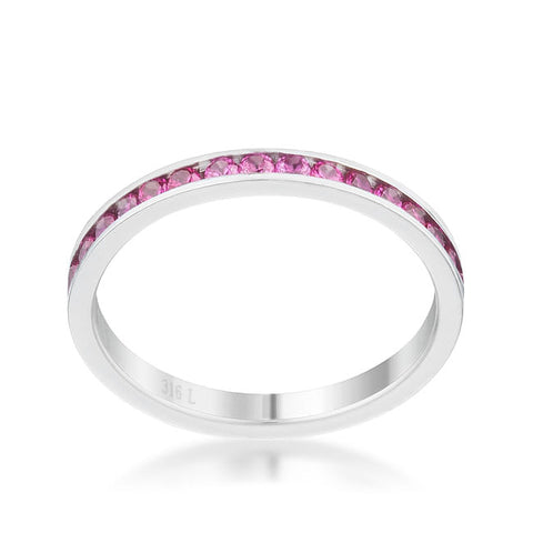 Teresa 0.5ct Ruby CZ Stainless Steel Eternity Band-3