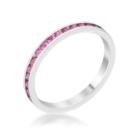 Teresa 0.5ct Ruby CZ Stainless Steel Eternity Band-0