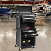 6-Drawer Tool Chest with Heightening Cabinet-Black