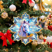 White Horse Snowflake Large Wooden Ornament by G. Debrekht - Nature Wildlife Decor - 8688433M