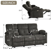 80 Inch Massage Recliner Sofa With Remote And USB Ports