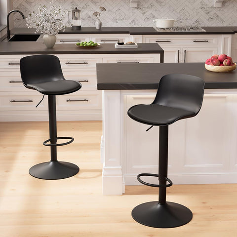 Adjustable Black Bar Stools Set of Two Modern