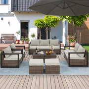 Aluminum Patio Furniture Set with Rattan Sectional Sofa