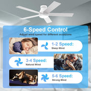 52 Inch White Ceiling Fan With Dimmable LED Lights