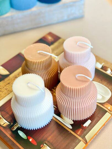 Ribbed Pedestal Candle for Minimalist Home Décor