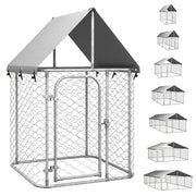 vidaXL Outdoor Dog Kennel Dog Pen Pet Crate Kennel Playpen House with Roof