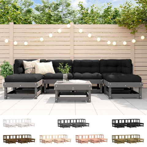 vidaXL Patio Lounge Set Outdoor Garden Furniture Set 7 Piece Solid Wood Pine